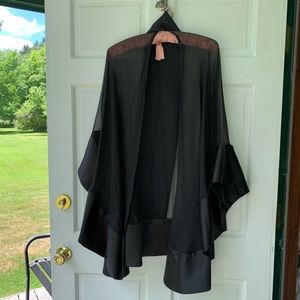 Elegant Black Sheer & Satin Shoulder Cape